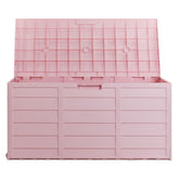 HAOYYE 280L Outdoor Garden Storage Deck Box with Wheels Lockable Resin Organizer for Patio Tools Cushions Toys Waterproof Chest with Handles for Yard Garage Porch